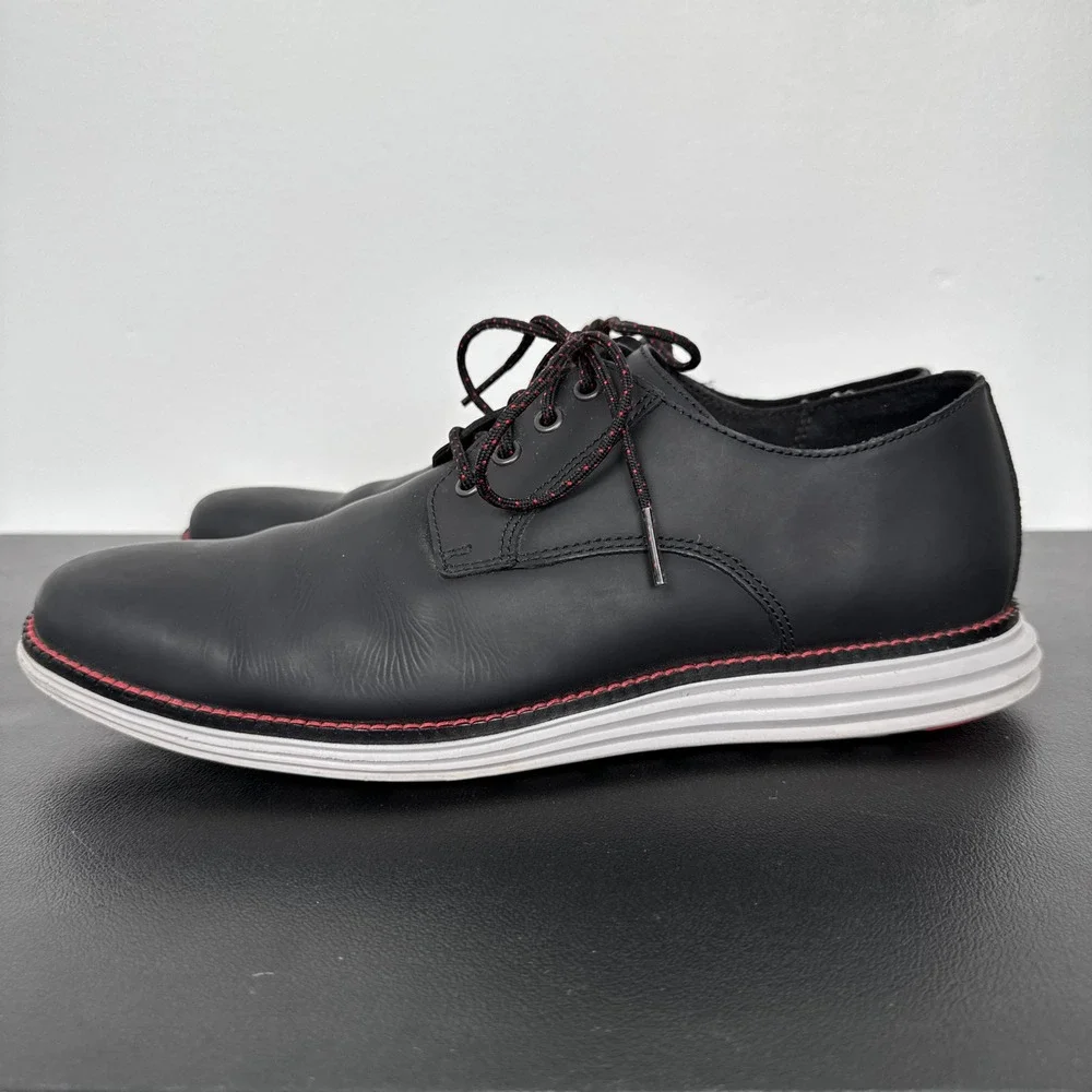 Cole Haan OriginalGrand Plain Toe Oxford Black Red Leather Mens 9.5 M C27997